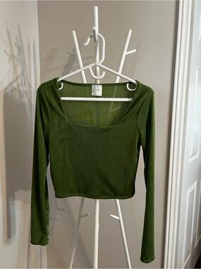 Olivia Rae Olive Green Long-Sleeve Square Neck Top